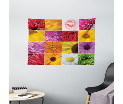 Colorful Flowers Rose Wide Tapestry