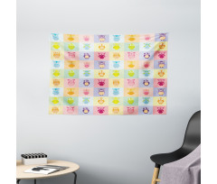 Colorful Owl Kids Wide Tapestry