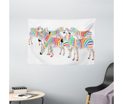 Colorful Animals Wide Tapestry
