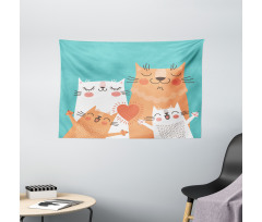 Kitty Couple Happy Wide Tapestry