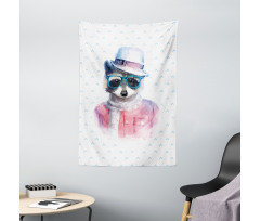 Retro Hipster Raccoon Tapestry