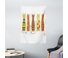 Smiling Cats Cartoon Domestic Tapestry