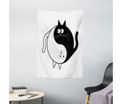 Ying Yang Black White Art Tapestry