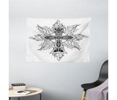 Gothic Flames Shape Wide Tapestry