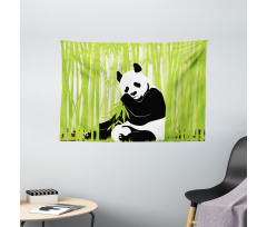 Panda in Bamboo Forest Wide Tapestry