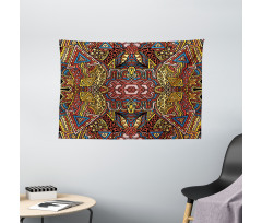 Retro Funky Doodle Wide Tapestry