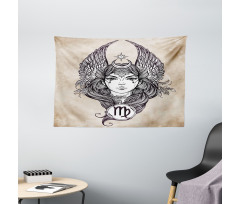 Hand Drawn Astrological Wide Tapestry