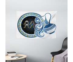 Aquarius Sign Wide Tapestry