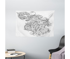 Floral Astrology Aquarius Wide Tapestry