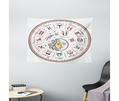 Moon Sun and Signs Wide Tapestry