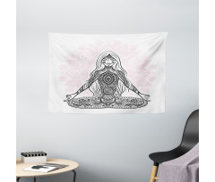 Meditation Lotus Mandala Wide Tapestry