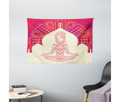 Mandala Meditation Girl Wide Tapestry
