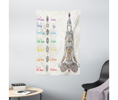 Sketch Yoga Posed Girl Tapestry