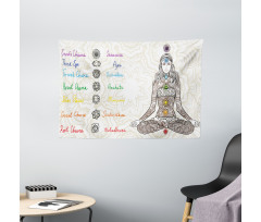 Sketch Yoga Posed Girl Wide Tapestry