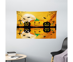 Scary Pumpkin Wide Tapestry