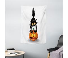 Cartoon Animal on Pumpkin Tapestry