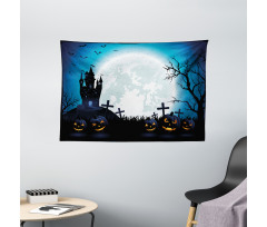 Moon Pumpkins Wide Tapestry