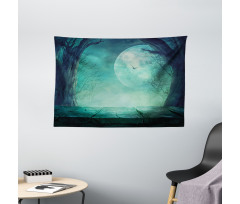 Spooky Forest Halloween Wide Tapestry