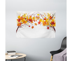 Cartoon Maple Autumn Tree Wide Tapestry