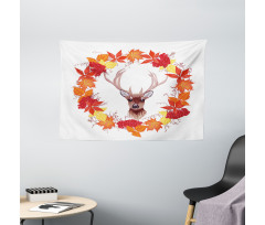 Autumn Leaves Wreath Art Wide Tapestry