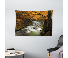 River with Rocks Forest Lush Wide Tapestry