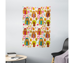 Colorful Owl Woodland Animals Tapestry