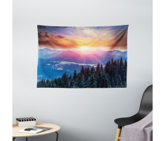 Sunset in Mountains Wide Tapestry