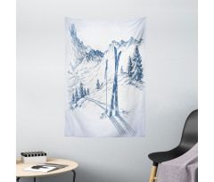 Ski Sport Mountain View Tapestry