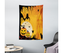 Spooky Pumkins Owl Art Tapestry