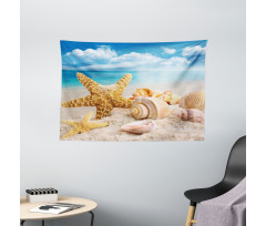 Shells on Tropic Beach Wide Tapestry