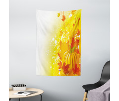 Pumpkin Fall Leaves Tapestry