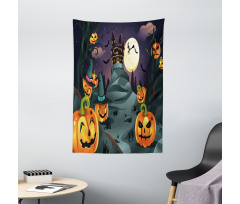 Horror Castle Pumpkin Tapestry