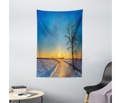 Winter Sunset Scene Tree Tapestry