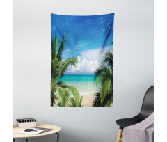 Tropical Sea Palms Sunny Day Tapestry