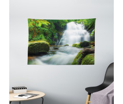 Watercolor Stream Jungle Wide Tapestry