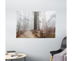 Forest in Foggy Morning Wide Tapestry