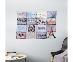 Eiffel Tower Love Letter Wide Tapestry