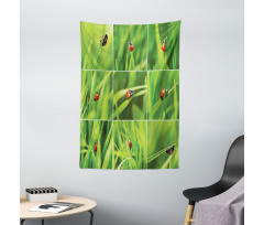 Ladybug over Fresh Grass Tapestry