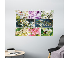 Spring Scenery Collage Wide Tapestry