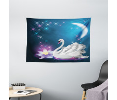 Magic Lily White Swan Wide Tapestry