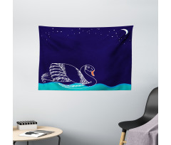 Floating Swan Waves Wide Tapestry