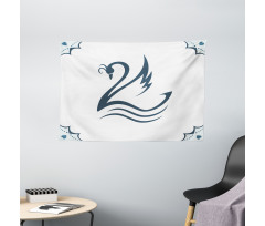 Swan with Curves Wide Tapestry