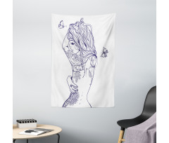 Young Girl with Tattoo Tapestry