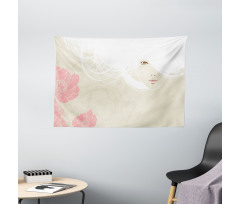 Flowers Romance Bridal Wide Tapestry
