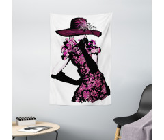 Woman in Floral Dress Tapestry