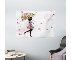 Floral Umbrella Dress Wide Tapestry