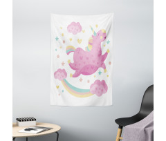 Unicorn with Star Rainbow Tapestry