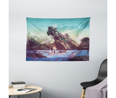 Crashed Spaceship Art Wide Tapestry