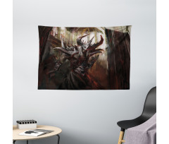 Knight Fantasy Theme Wide Tapestry