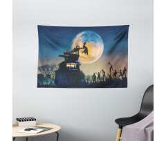 Moon Halloween Queen Wide Tapestry